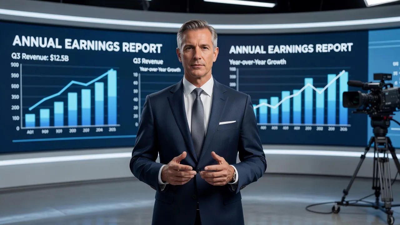 Spokesperson on an earnings-video set