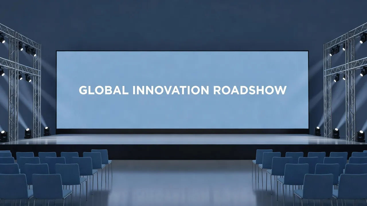 Sleek corporate roadshow stage