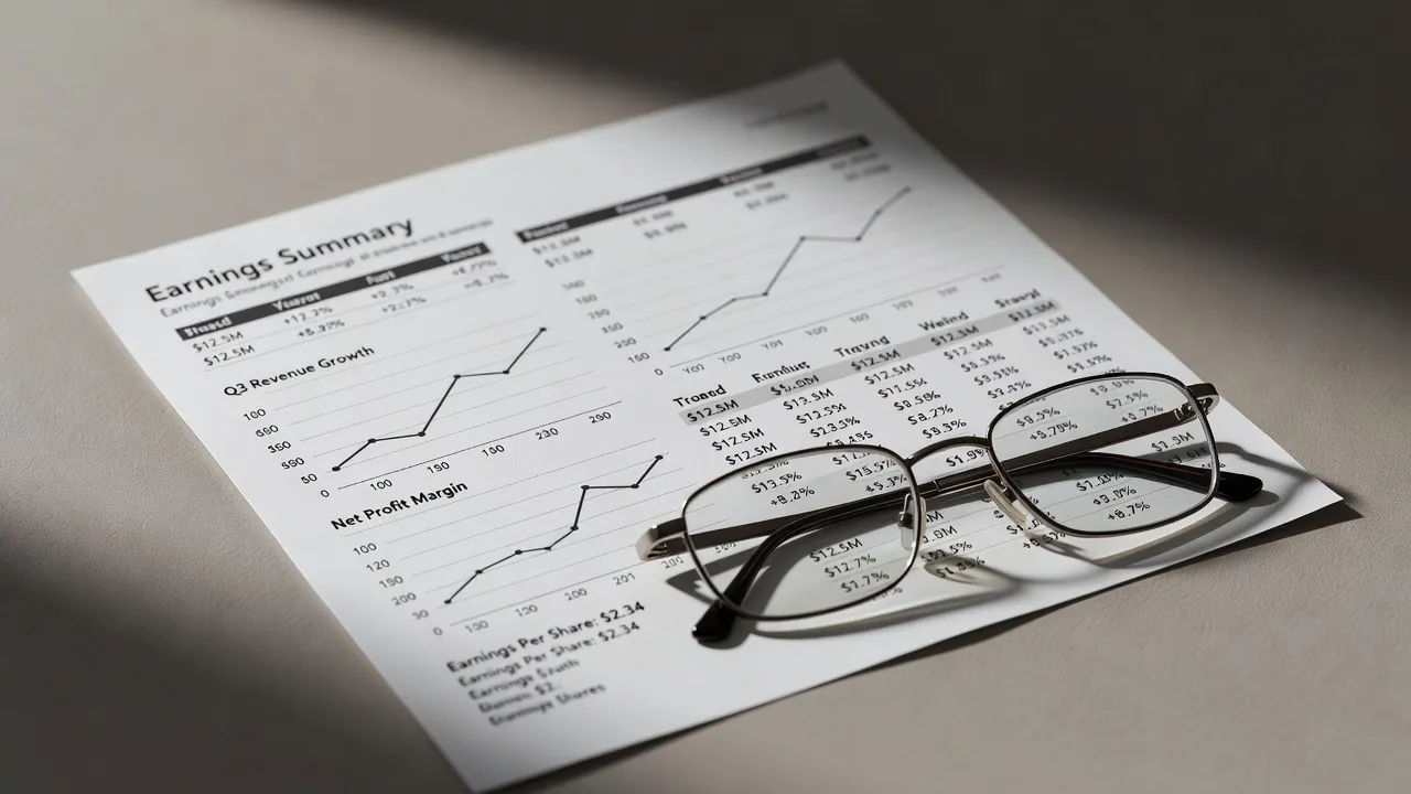 Earnings summary printout with line charts