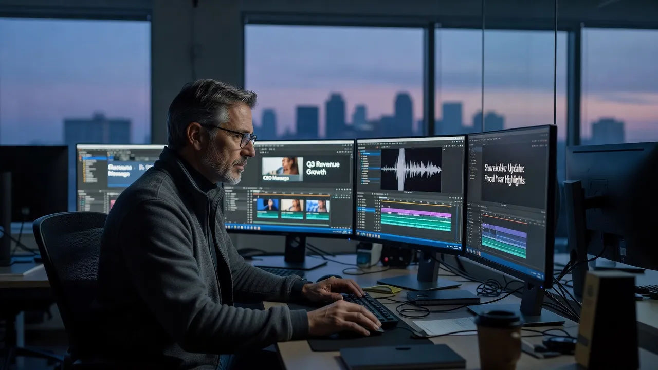 Editor cutting a shareholder update