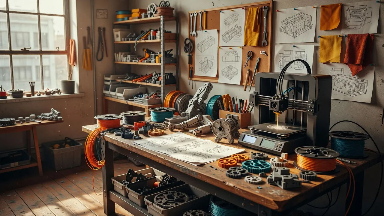 Maker workspace with a 3D printer