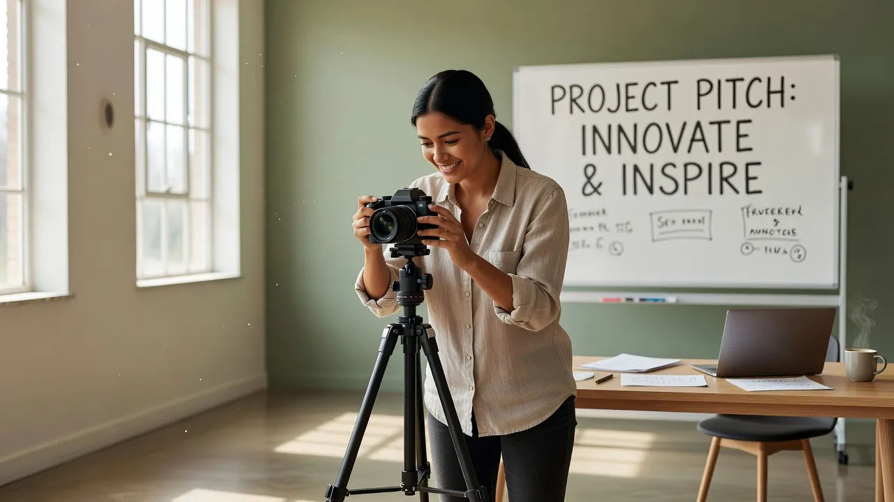 Creator setting up to film a project pitch