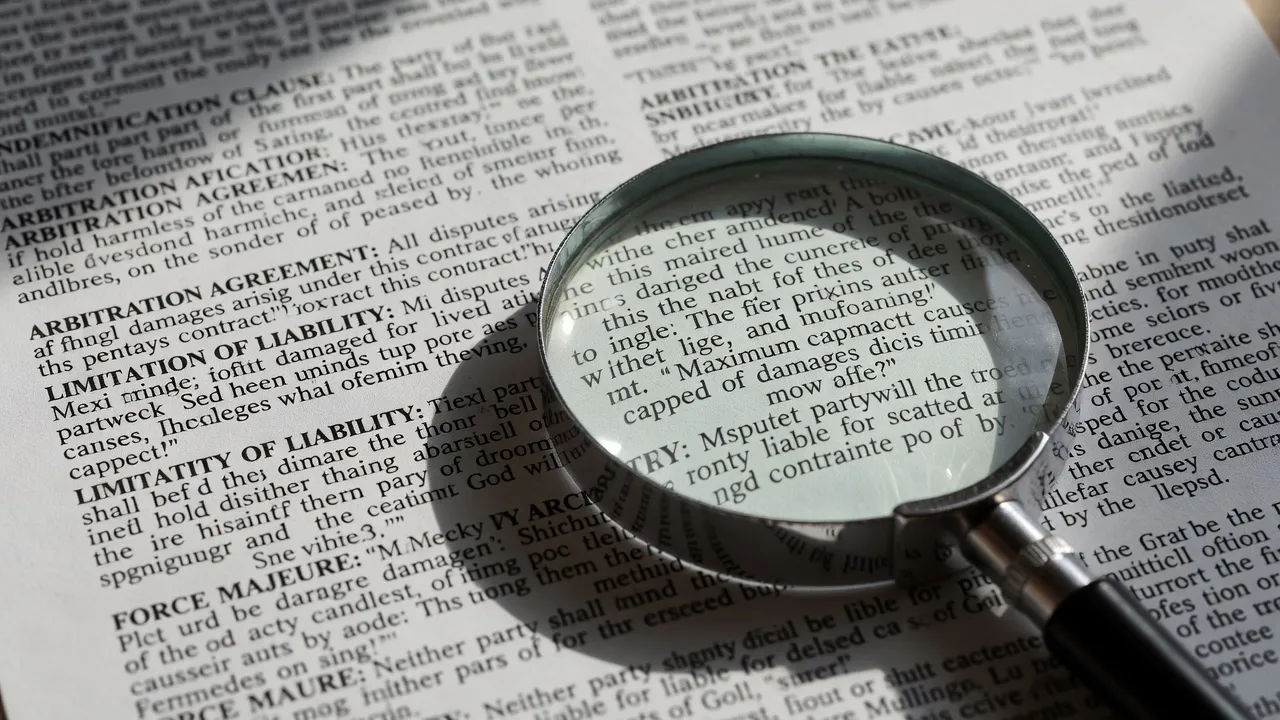 Fine-print terms with a magnifier