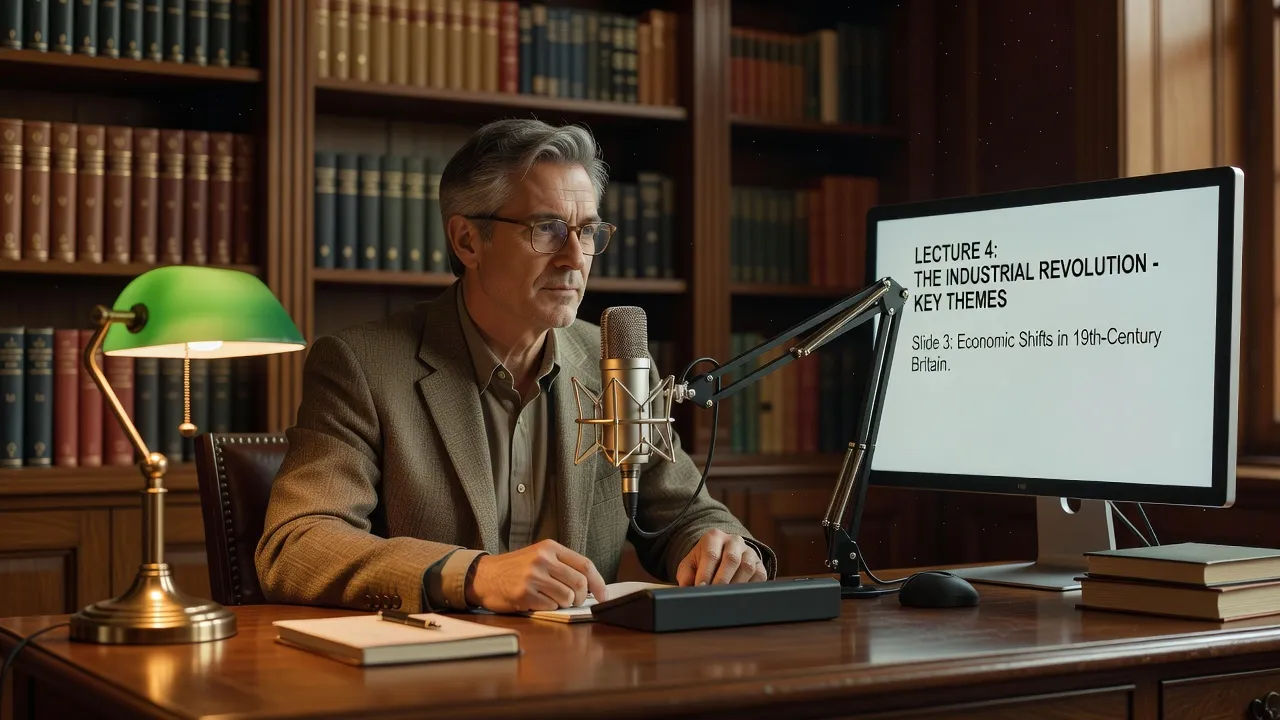 Narrator recording lecture audio