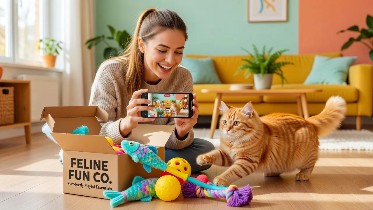 Creator filming a pet-product reel