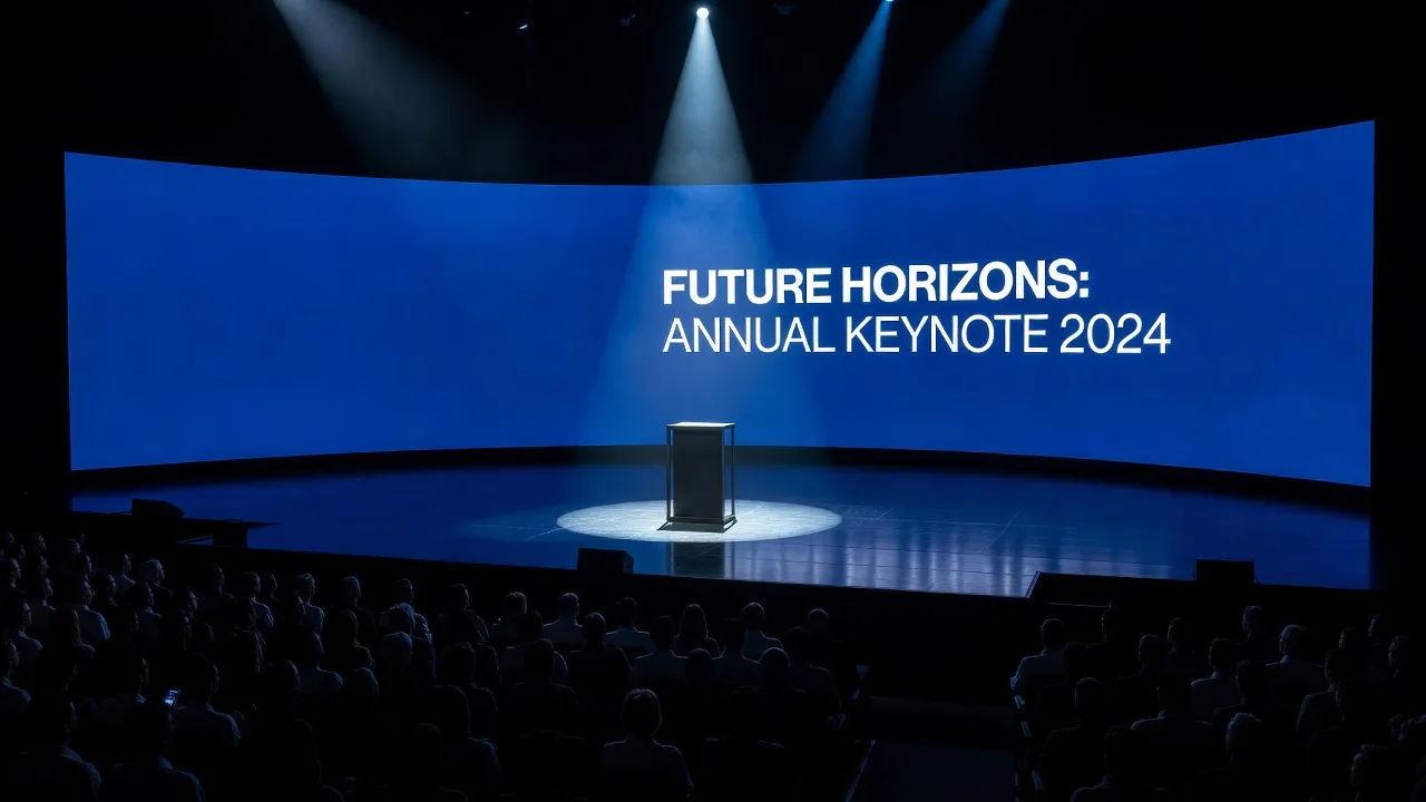 Keynote stage with a spotlit plinth