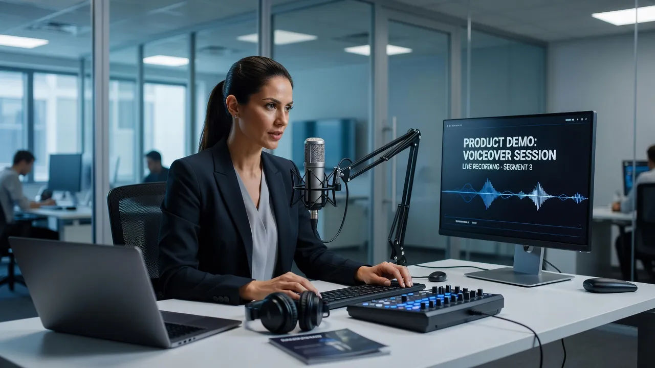 Marketer recording a product demo