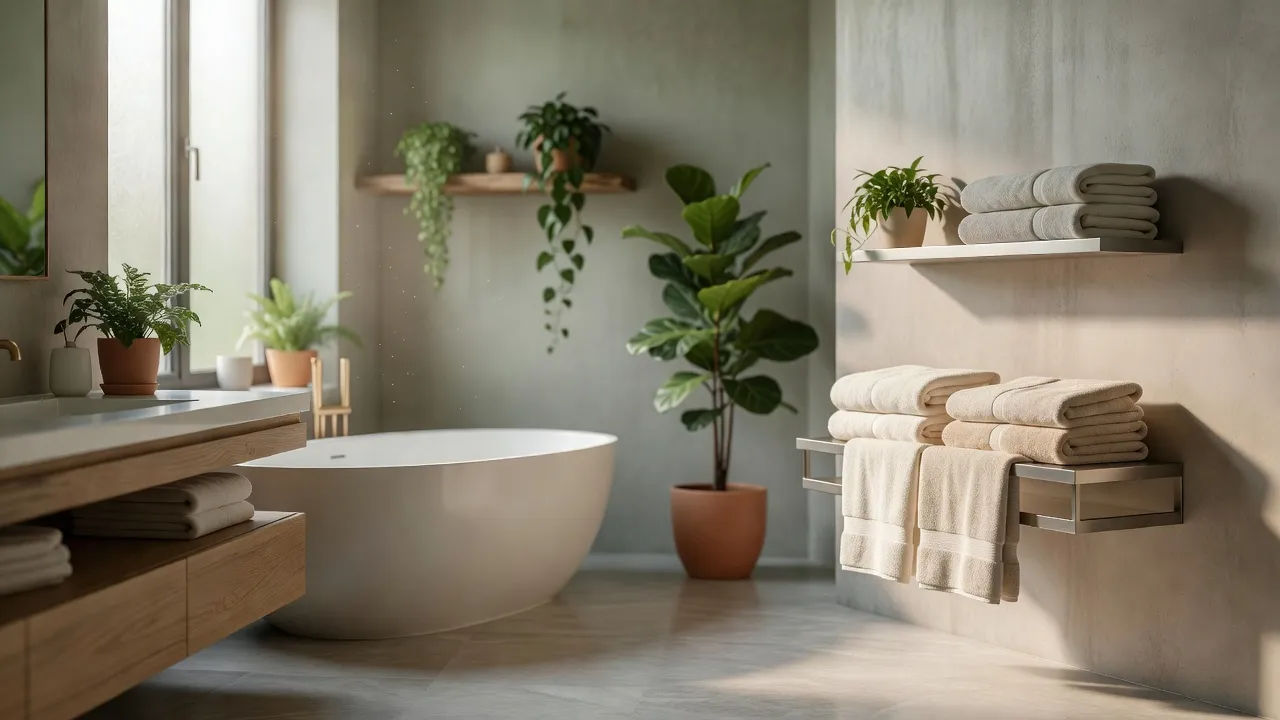 Serene spa-like bathroom with plants
