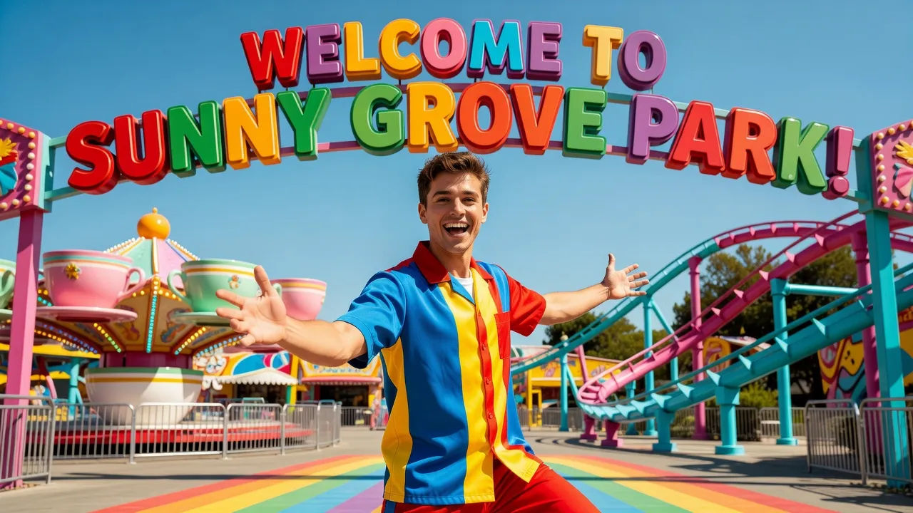 Ride host welcoming at a park entrance