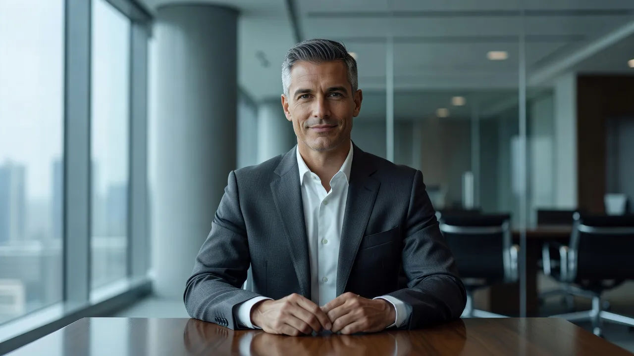 Founder speaking across a boardroom table