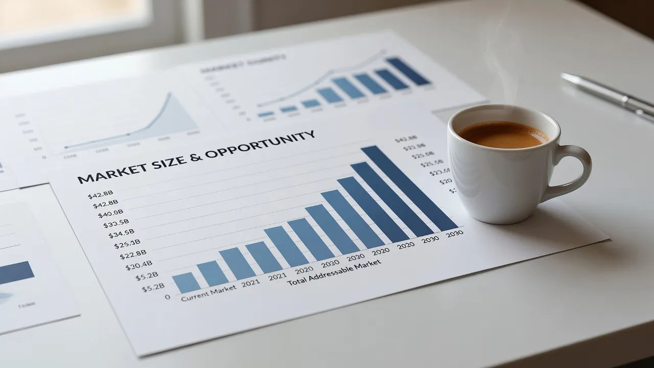 Fundraising deck page with a market chart