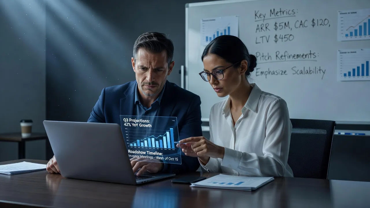 Founder and operator reviewing a pitch