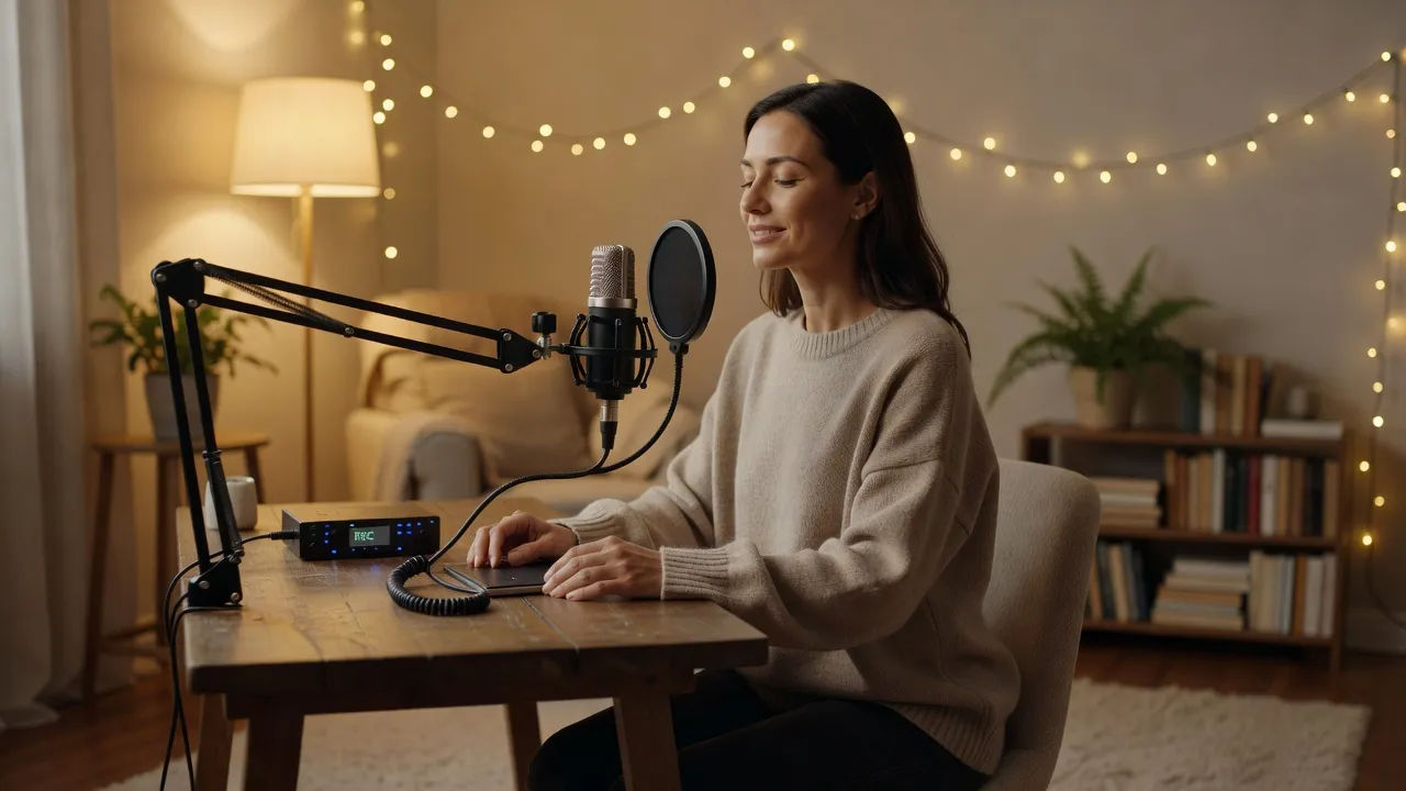 Creator recording a guided meditation
