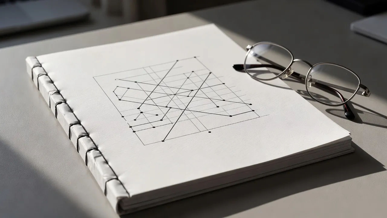 Bound whitepaper with a chart and glasses