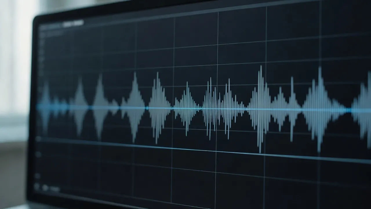 Script becoming a Danish accent voiceover waveform on screen