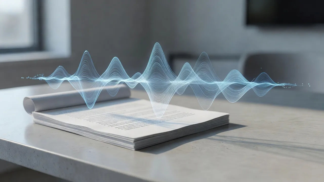 Ad script becoming a Dutch accent voiceover waveform