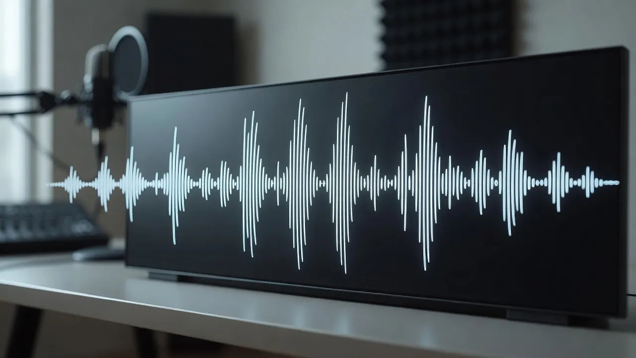 Script becoming a Finnish accent voiceover waveform on screen