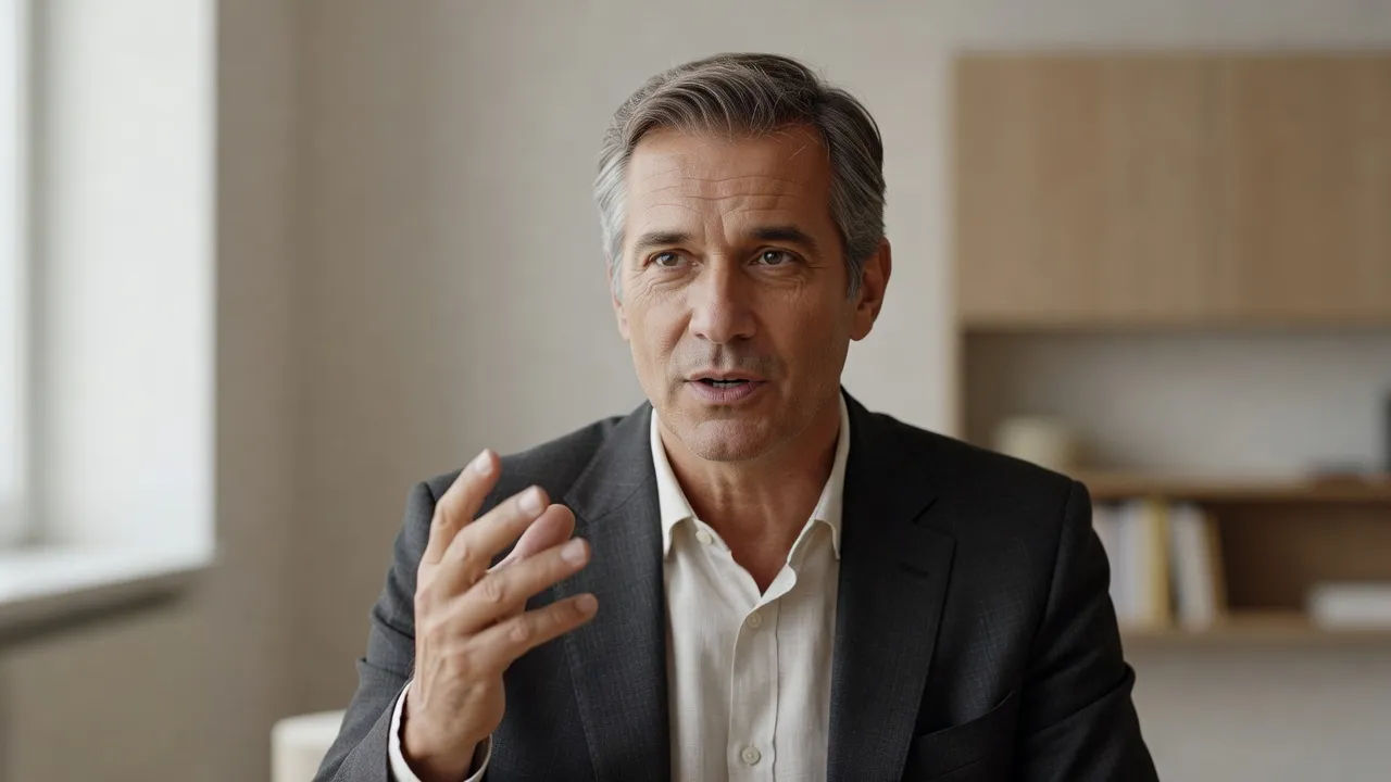 Rich storyteller speaking to camera with a natural Hungarian English inflection