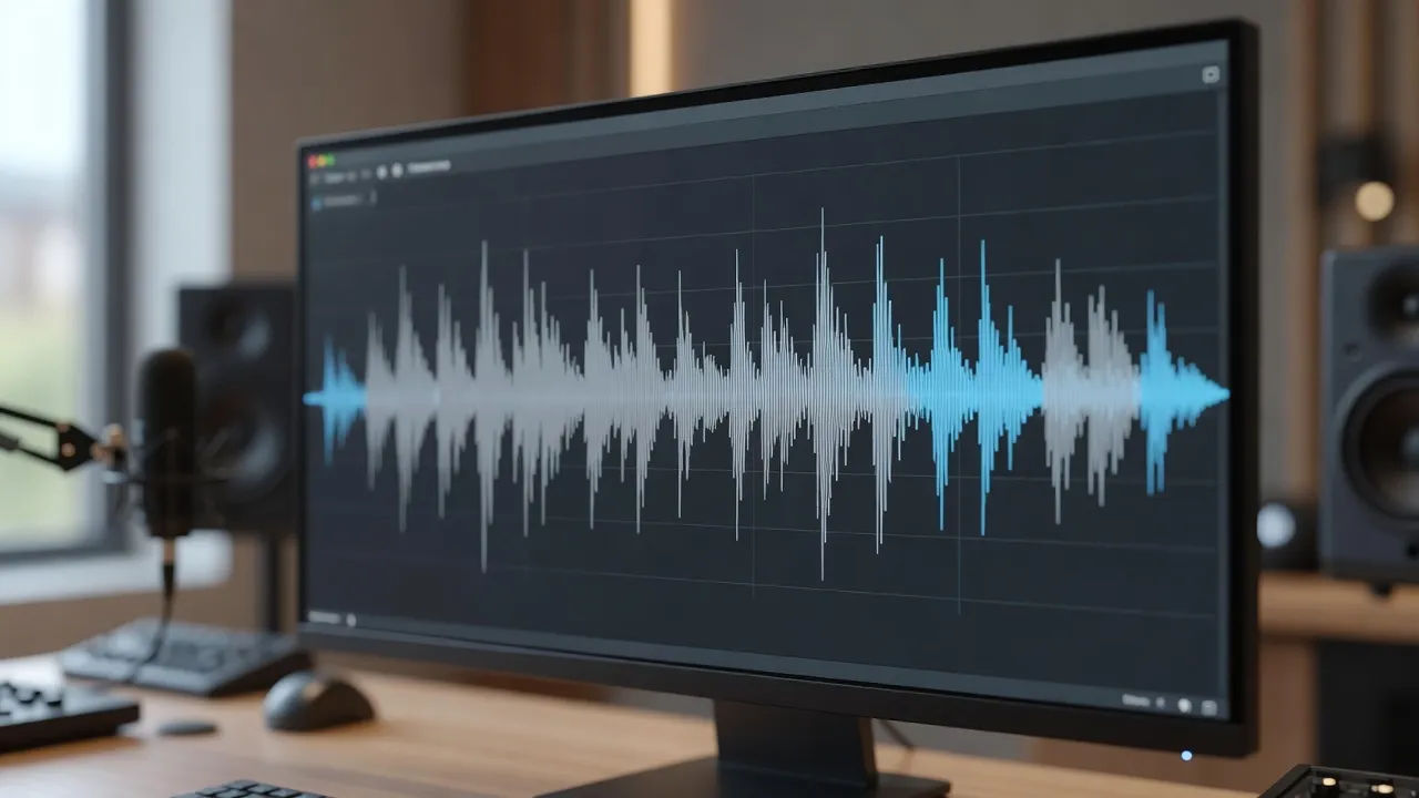 Training script becoming a Polish English accent voiceover waveform