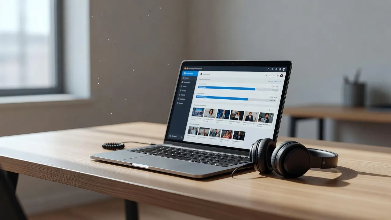 E-learning module playing a Punjabi voiceover on a laptop
