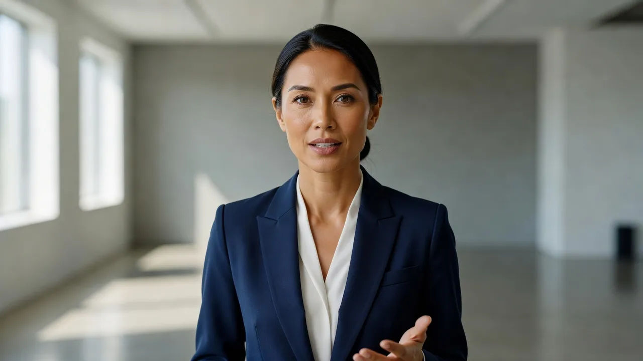 Presenter speaking a natural Thai line to camera in a studio