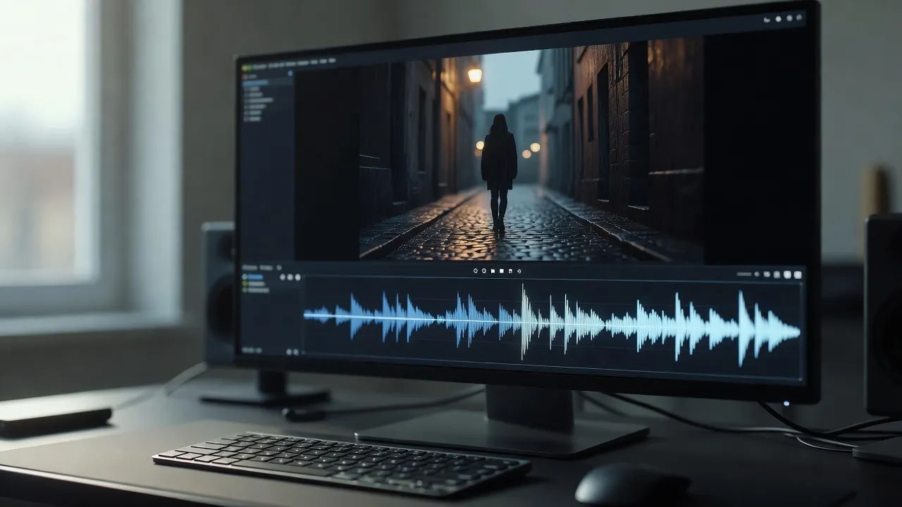 Screen showing a short vignette draft above an audio waveform