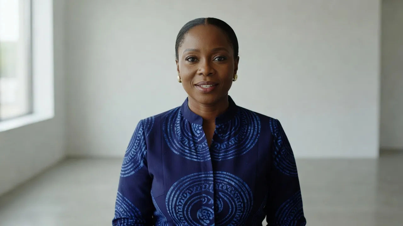 Presenter speaking to camera delivering a natural Yoruba line