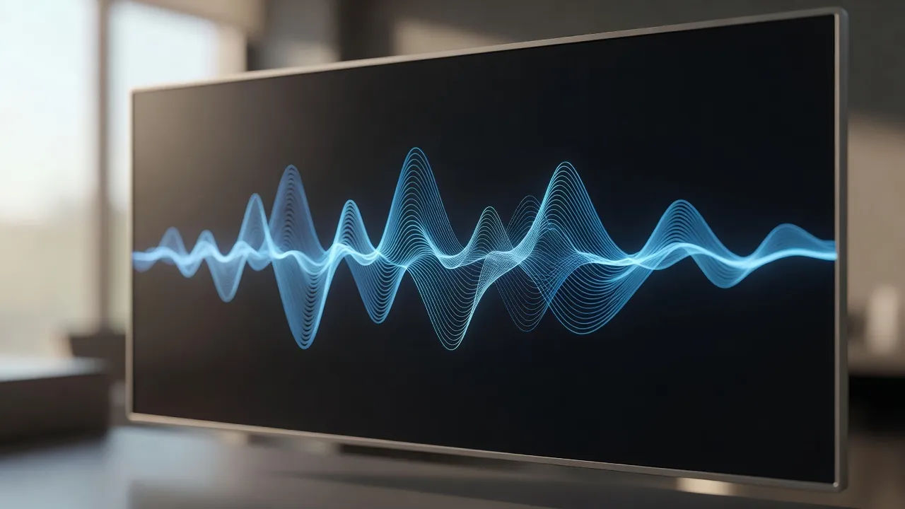 Script becoming a Yoruba voiceover waveform on screen