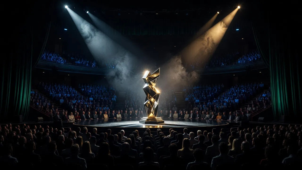 Wide dramatic award ceremony stage
