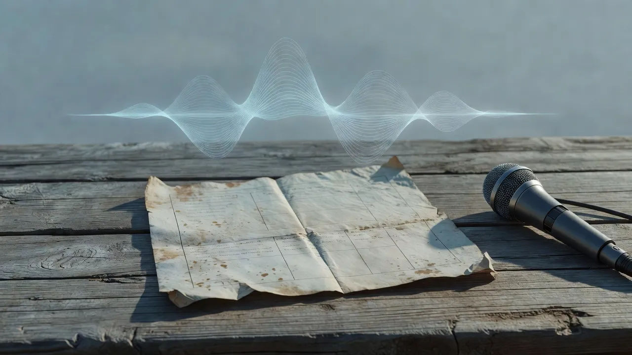 Overhead documentary beat of a field microphone