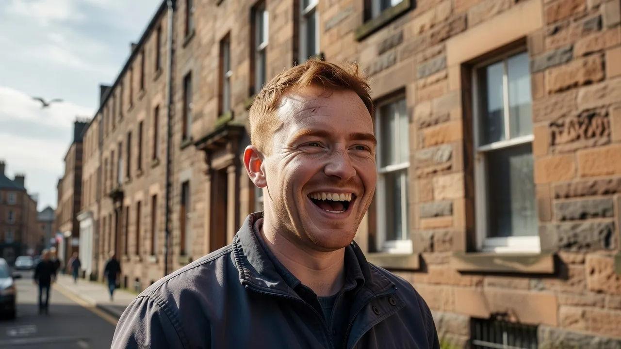 Close portrait of a lively Glaswegian man in his thirties