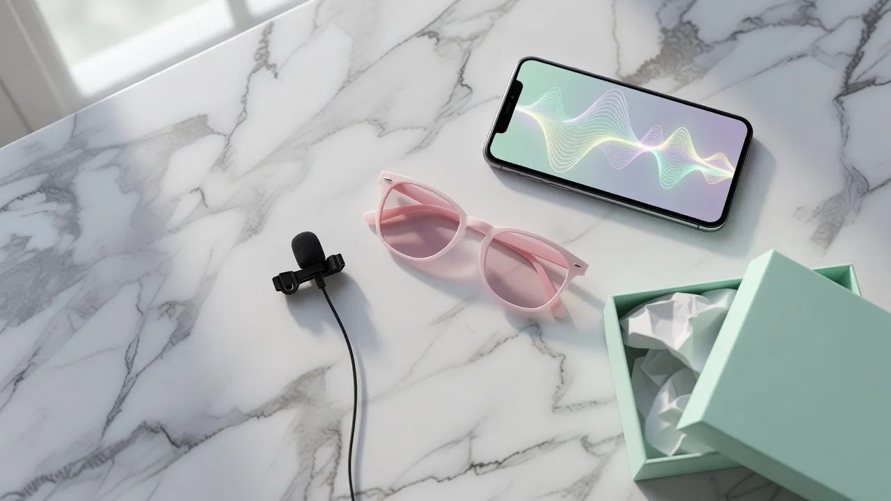 Product beat of a flat-lay on a marble desk