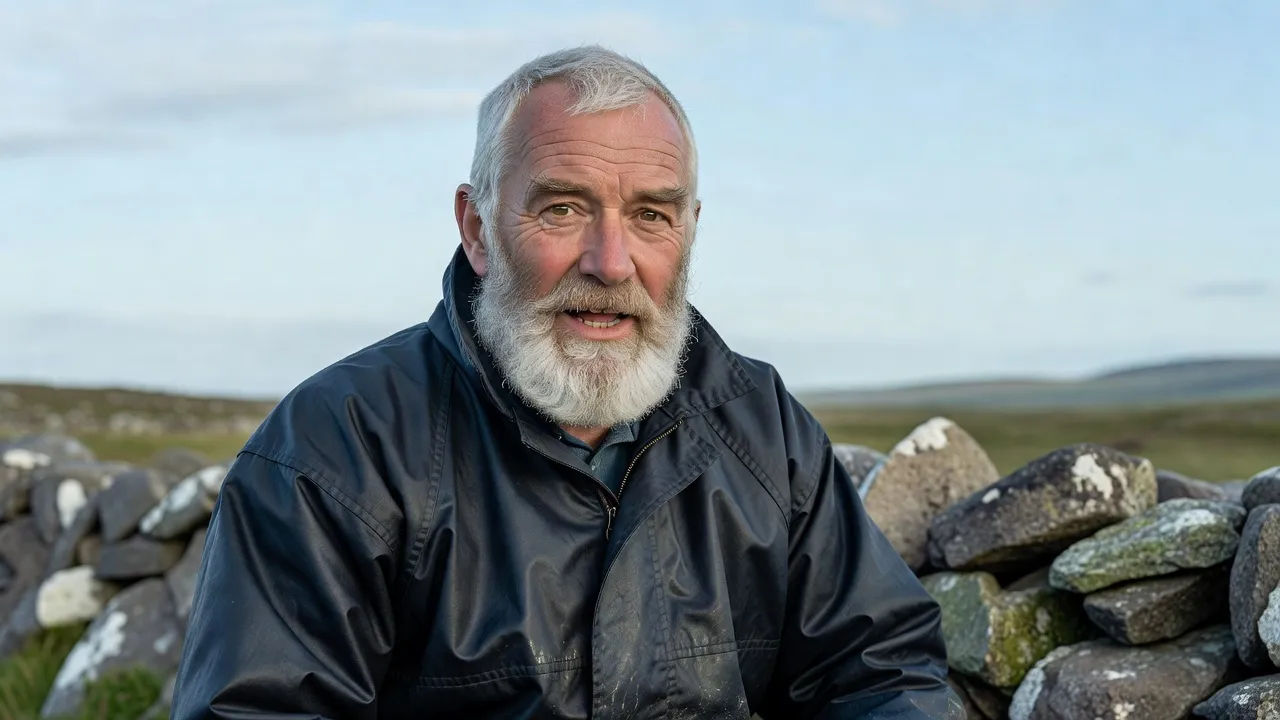 Close portrait of a gentle Orcadian man in his sixties