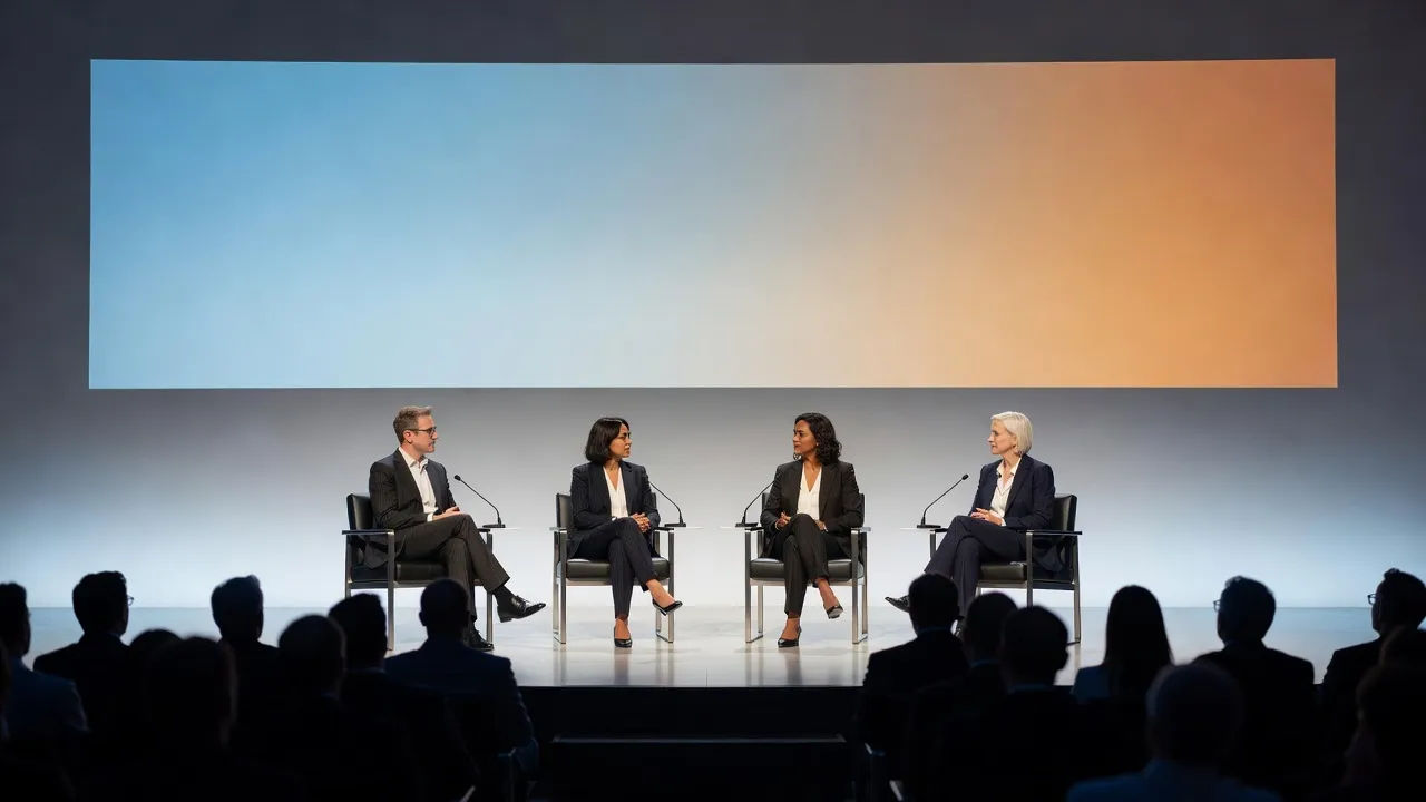 Wide conference-panel stage