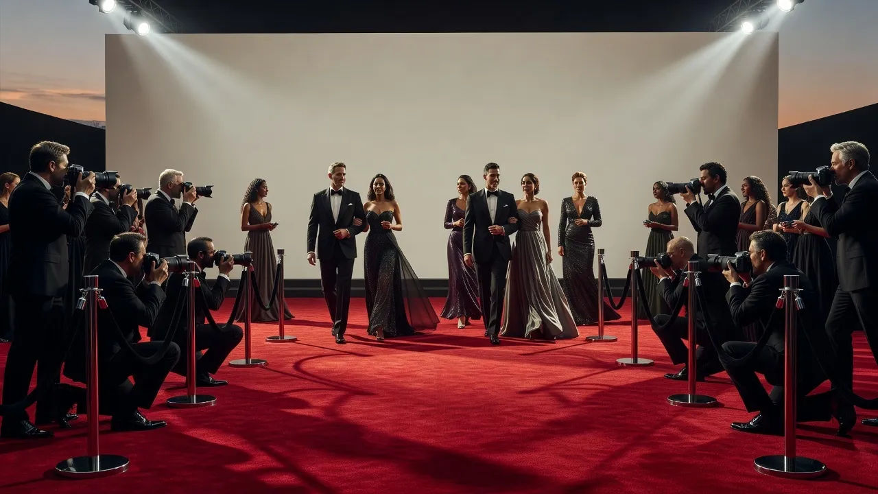 Wide premiere arrival scene