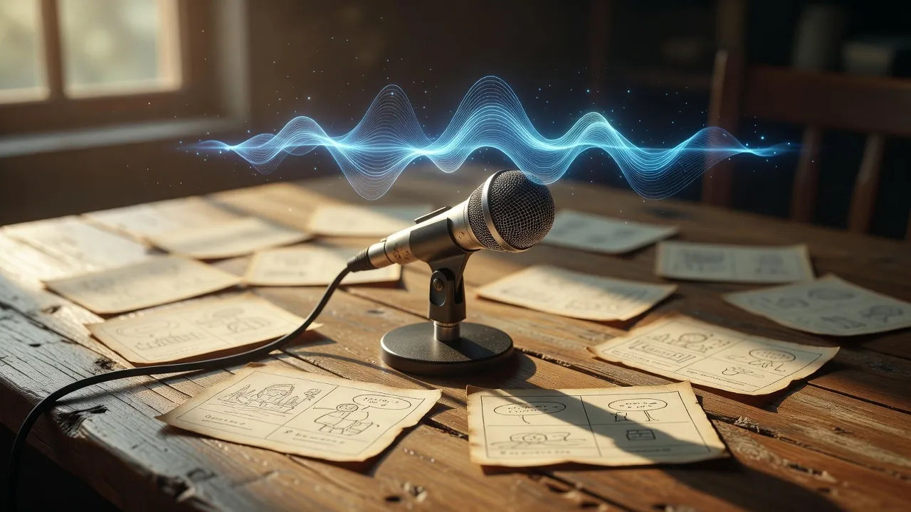 Tabletop macro of a broadcast microphone