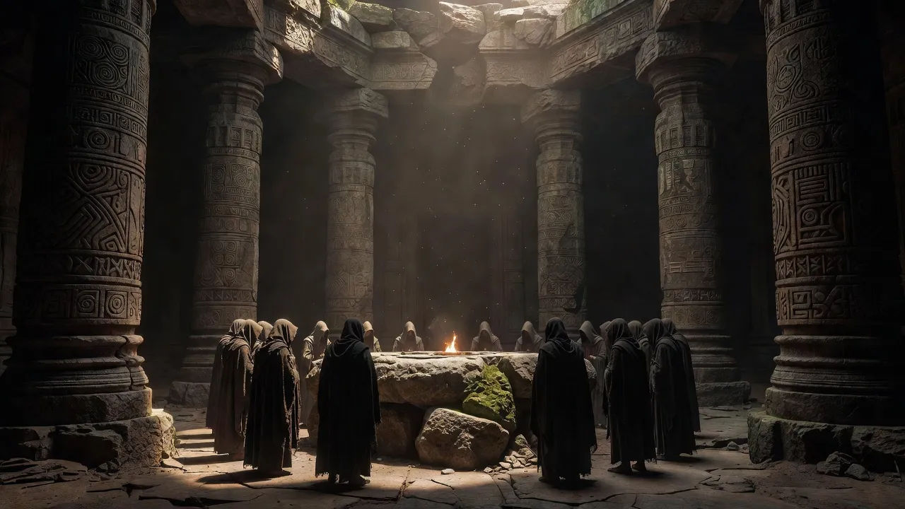 A dramatic ancient ritual scene