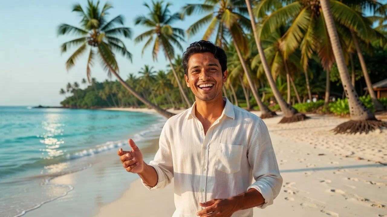Presenter speaking a Sinhala line to camera