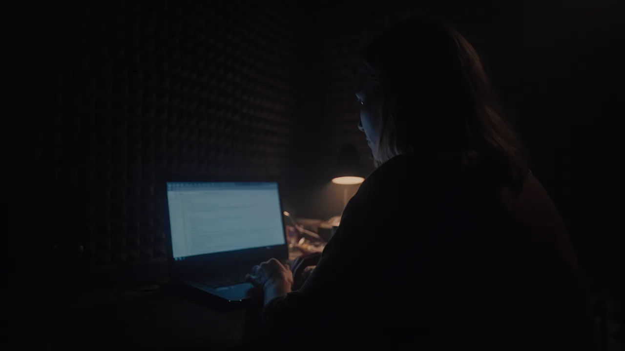 Creator editing a Toronto voice prompt on a laptop