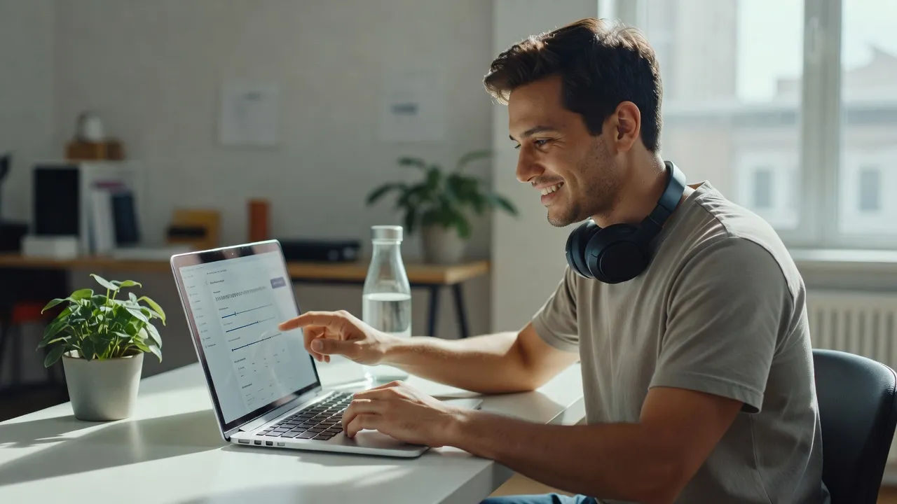 Creator adjusting an Australian accent voice prompt on a laptop