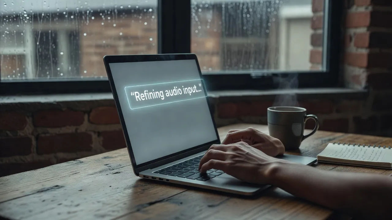 Creator editing a Boston voice prompt on a laptop
