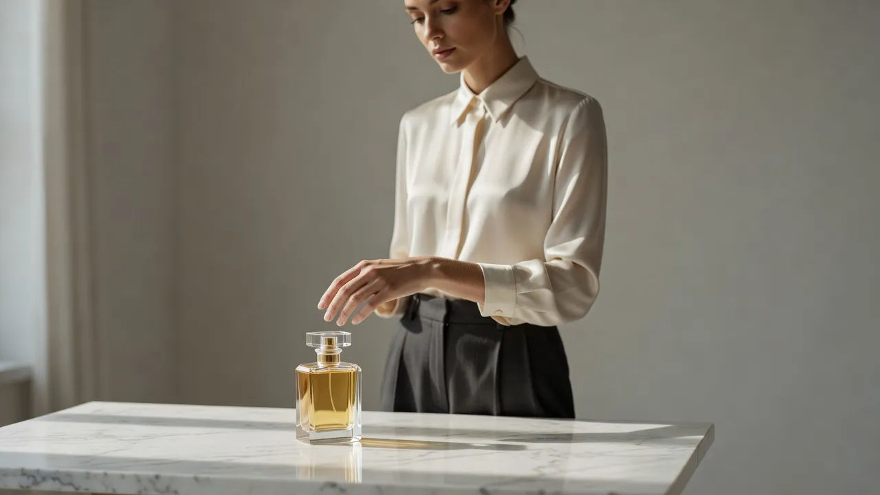 Fashion advertisement voiced with a refined Parisian inflection