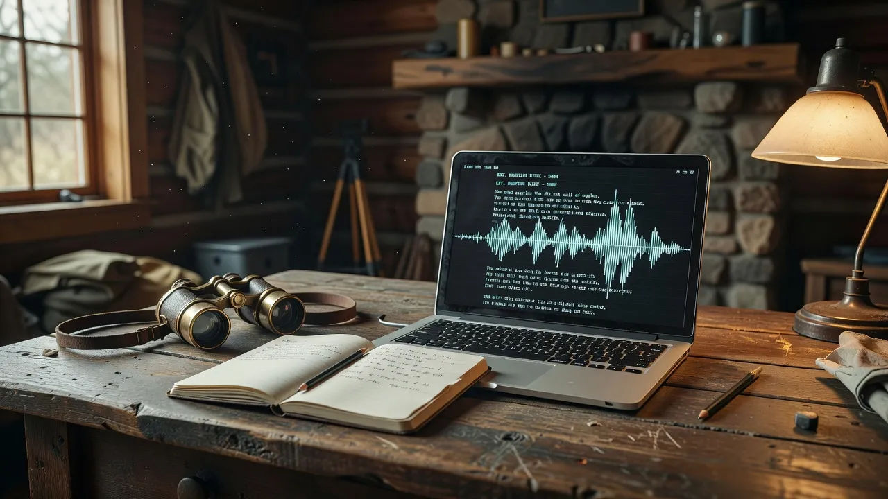 Screen showing a documentary script becoming a South African voiceover waveform
