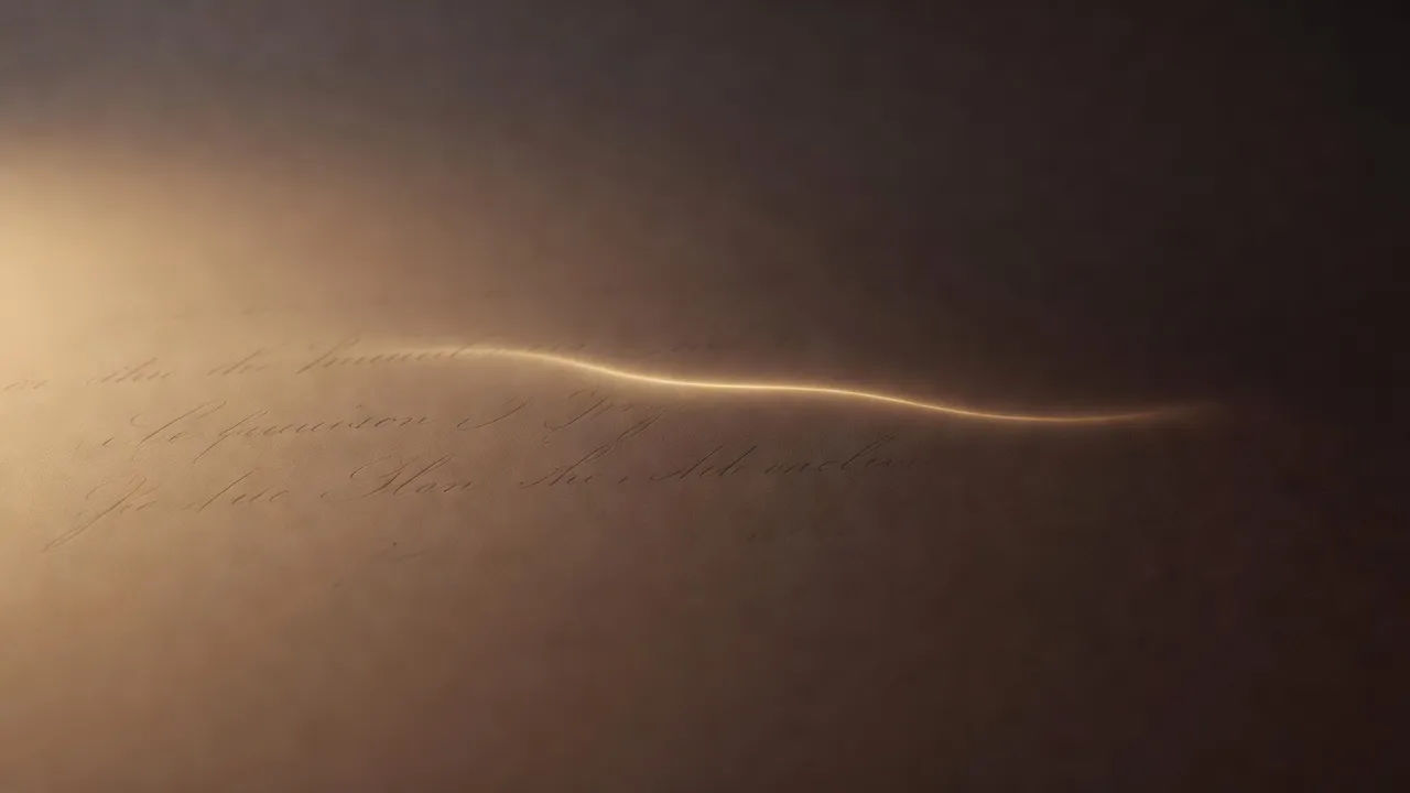 Calm script lines flowing into a gentle quiet waveform