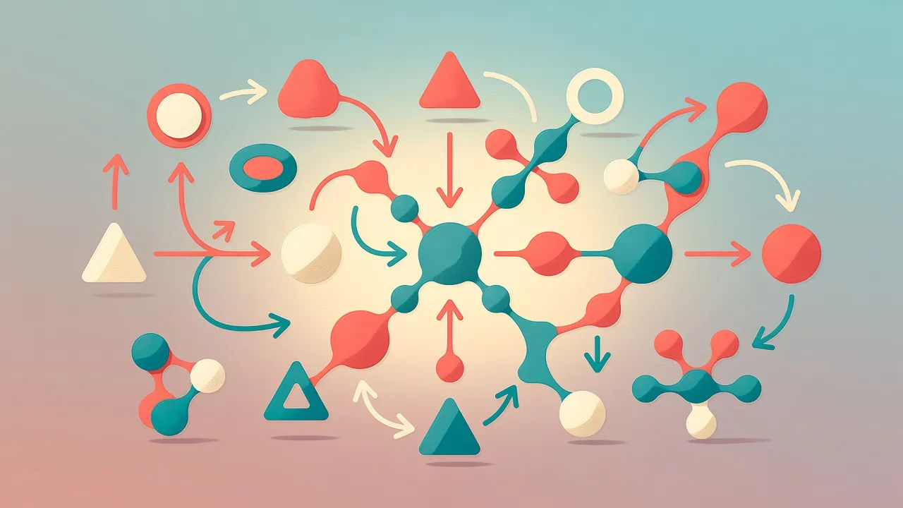Animated explainer scene with simple icons and arrows