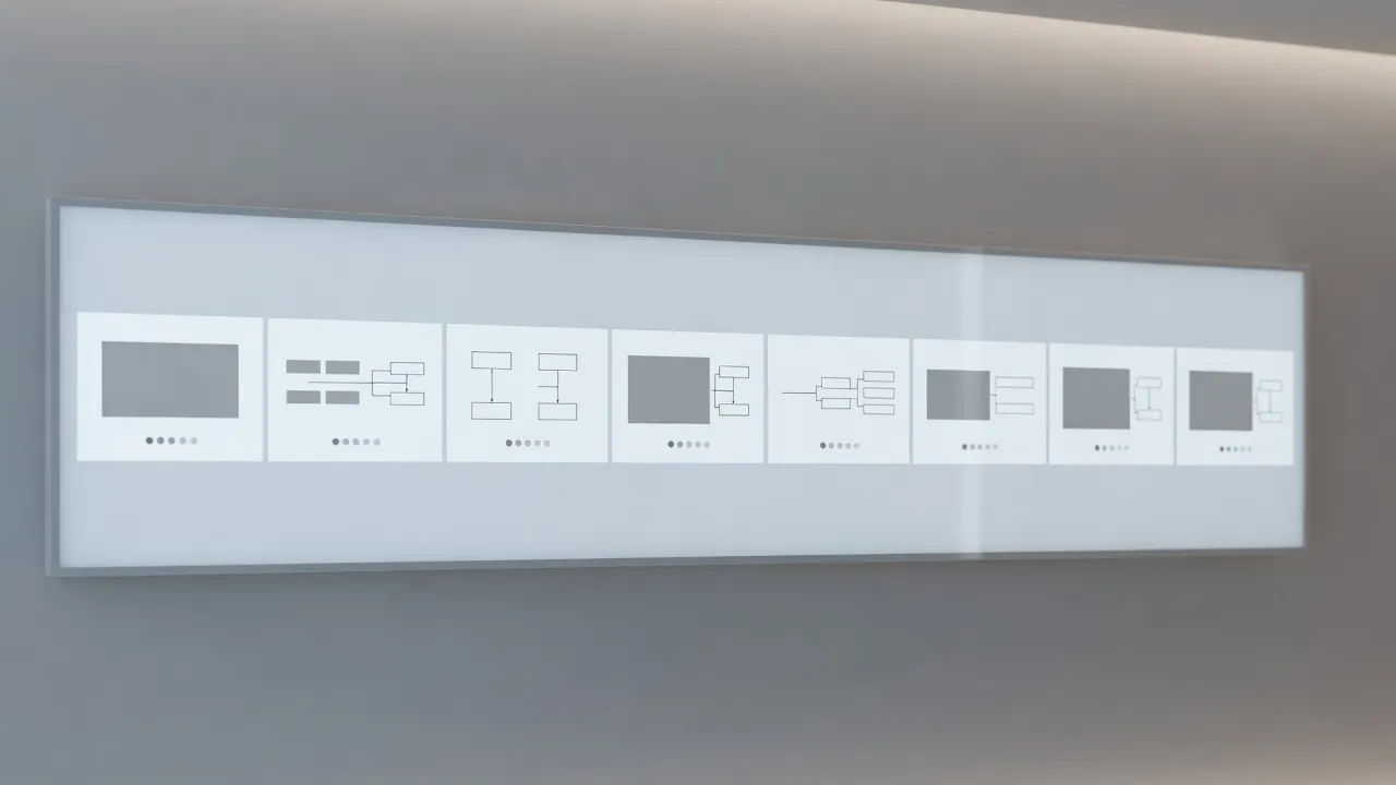 Step-by-step tutorial slides arranged on a screen