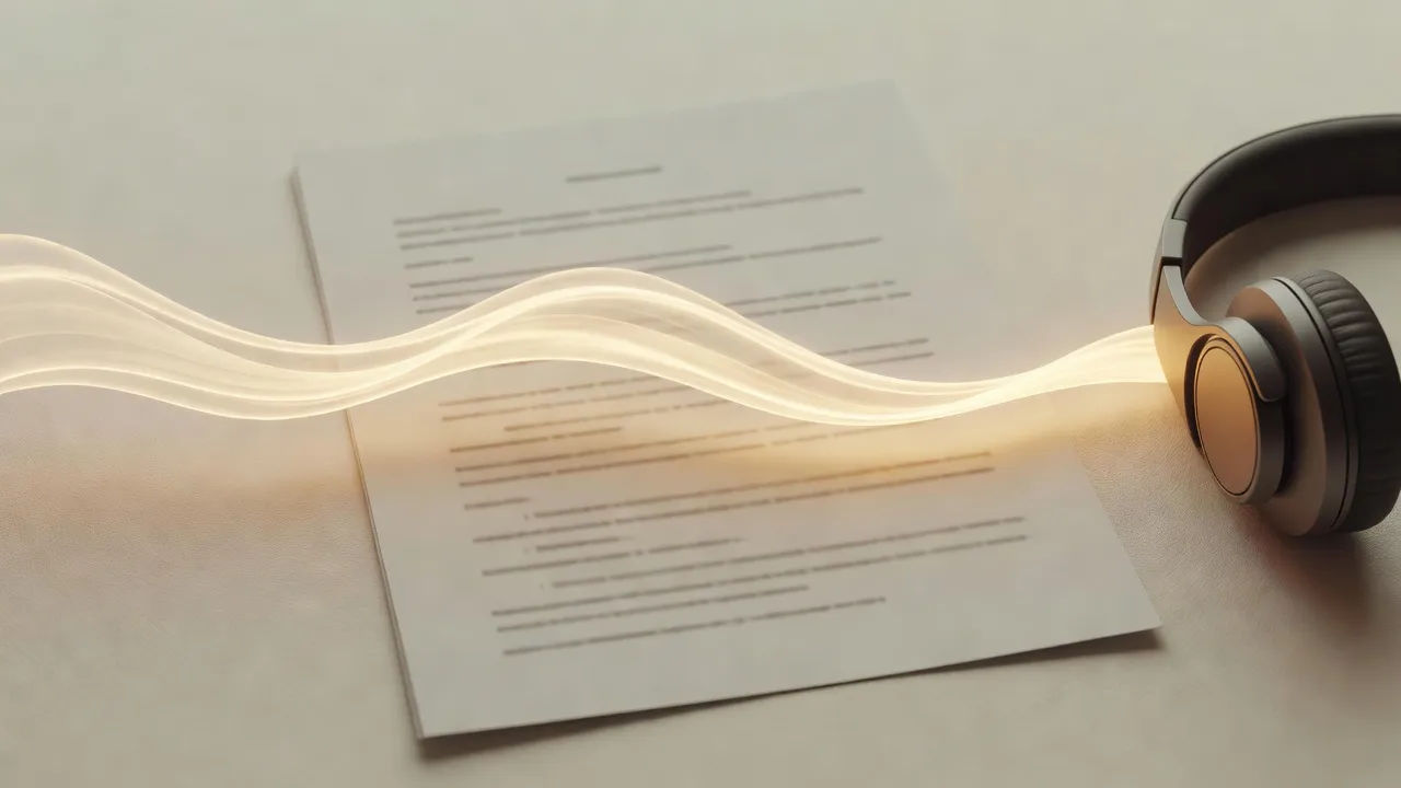 Episode script lines flowing into a smooth waveform