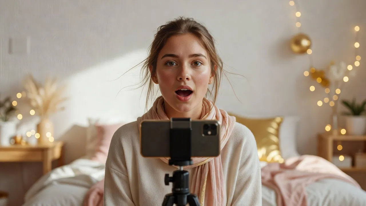 Creator speaking to camera in a bright vertical video frame