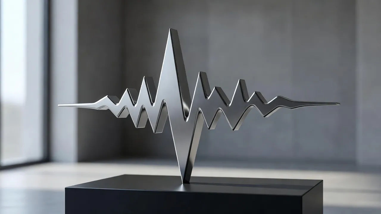 Short tagline flowing into a sharp punchy waveform