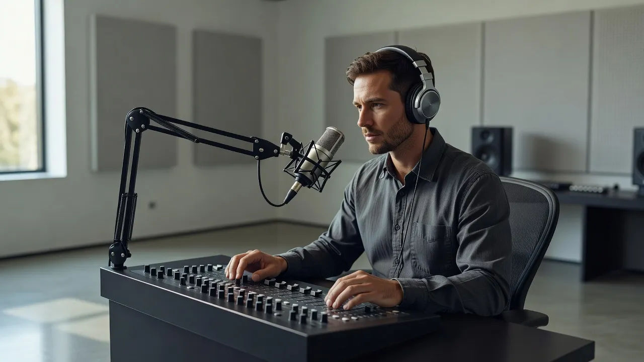 Voice designer shaping a New Zealand accent read at a console